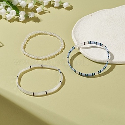 3Pcs 3 Style Glass Seed Rectangle Tile Stretch Bracelets Set&nbsp;BJEW-JB09038