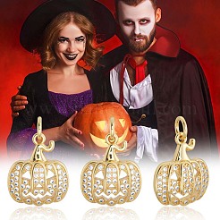 6Pcs Halloween Brass Cubic Zirconia Pendants&nbsp;ZIRC-BBC0003-41