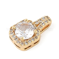 Brass Micro Pave Clear Cubic Zirconia Pendants&nbsp;KK-R219-35G
