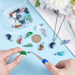 24Pcs 12 Styles Moon Gemstone Pendants&nbsp;G-HY0001-80