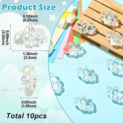 10Pcs UV Plating Transparent Rainbow Iridescent Acrylic Beads&nbsp;PACR-YW0001-45