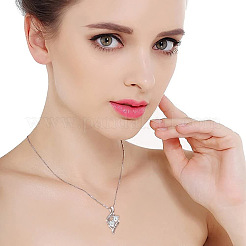 925 Sterling Silver Pave Clear Cubic Zirconia Double Heart Pendant Necklaces for Mother's Day&nbsp;FS-WG5E11A-01