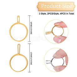 4Pcs 4 Styles Alloy Cuff Ring Findings&nbsp;FIND-CA0009-57