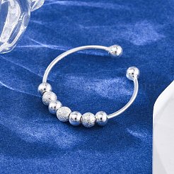 Rotatable 925 Sterling Silver Open Cuff Rings&nbsp;RJEW-S624-06S