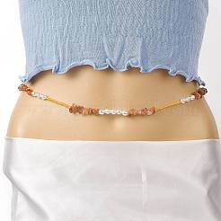 Gemstone Chips & Plastic Pearl & Glass Seed Waist Beads&nbsp;NJEW-C00031