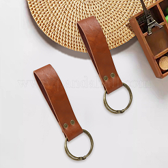 Rectangle PU Leather Medieval Belt Pendant. with Alloy Ring&nbsp;AJEW-CL0004-80