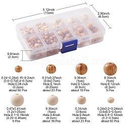 196Pcs 8 Styles Natural Unfinished Wood Beads&nbsp;WOOD-FS0001-09