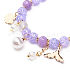 Synthetic Crackle Quartz & Natural Yellow Jade Beaded Stretch Bracelet&nbsp;BJEW-JB08527
