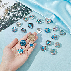 20Pcs Alloy Rhinestone Snap Button&nbsp;BUTT-GO0001-03B