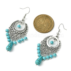 Synthetic Turquoise Beaded Long Drop Earrings&nbsp;EJEW-JE05389-02