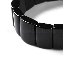 Natural Dyed & Heated Black Agate Beaded Stretch Bracelets for Men&nbsp;BJEW-C081-03