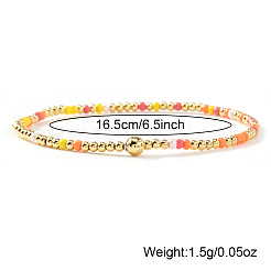 Bohemian Glass Seed Bead & Brass Beads Stretch Bracelets for Women&nbsp;DR1565-8