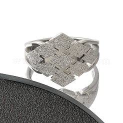 Textured Rhombus 304 Stainless Steel Finger Ring for Women&nbsp;RJEW-L126-06B-P