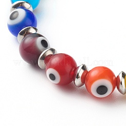 Handmade Evil Eye Lampwork Beaded Stretch Bracelets&nbsp;BJEW-JB06467