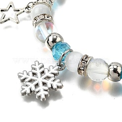 Glass with Synthetic Moonstone Christmas Theme Beaded Stretch Bracelets for Women&nbsp;BJEW-TA00656