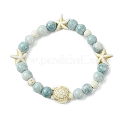 Synthetic Turquoise Beaded Stretch Bracelets for Women&nbsp;BJEW-TA00574-02