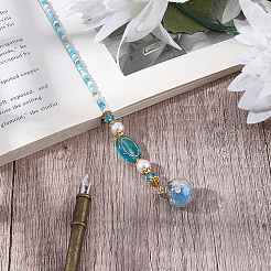 Glass & ABS Plastic Imitation Pearl & Acrylic Bead Bookmark&nbsp;AJEW-CP00020