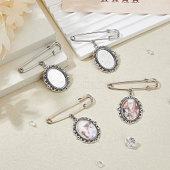 Alloy Oval Tray Brooch Base Settings&nbsp;JEWB-DC00007