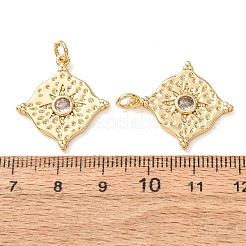 Brass Pave Clear Cubic Zirconia Pendants&nbsp;CU-CBA2907-11G