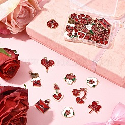 36Pcs 9 Styles Valentine's Day Theme Alloy Enamel Pendants&nbsp;ENAM-FS0002-48-RS