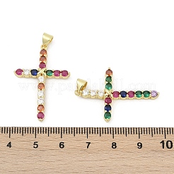 Brass Micro Pave Cubic Zirconia Pendants&nbsp;KK-D317-105G-01