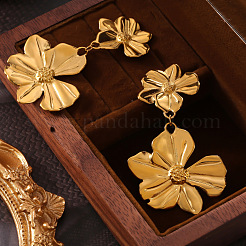 Flower 304 Stainless Steel Dangle Stud Earrings&nbsp;FS-WGB1EF4-01