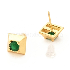 Brass Micro Pave Cubic Zirconia Stud Earrings&nbsp;EJEW-F273-14