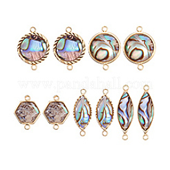 10Pcs 5 Styles Brass Pave Natural Paua Shell Connector Charms&nbsp;KK-PH0012-91B