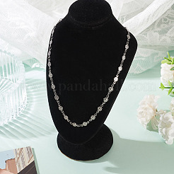 5.5MM 304 Stainless Steel Textured Flower Link Chain Necklaces&nbsp;NJEW-TADJ0001-04P