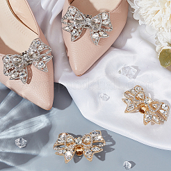 4Pcs 2 Colors Bowknot Alloy Rhinestone Shoe Decorations&nbsp;AJEW-PH0011-74