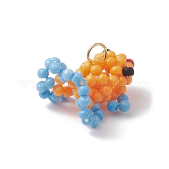 Glass Seed Beaded Gold Fish Pendants&nbsp;PALLOY-MZ00561-03
