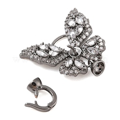 Brass Micro Pave Clear Cubic Zirconia Fold Oval Clasps&nbsp;KK-S388-16B