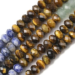 7 Styles Natural Amethyst & Sodalite & Red Jasper & Tiger Eye & Lapis Lazuli & Green Aventurine & Topaz Jade Chakra Beads Strands&nbsp;G-A280-B02-01