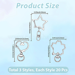60Pcs 3 Styles Zinc Alloy Swivel Lobster Clasps&nbsp;IFIN-BBC0001-09