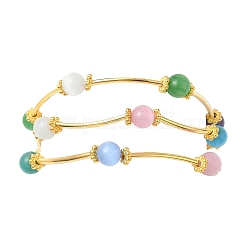 Cat Eye Round Beads Multi-strand Bracelets for Women&nbsp;BJEW-JB12338-03