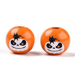 Halloween Theme Wood European Beads&nbsp;WOOD-N016-04B