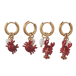 304 Stainless Steel Enamel Dangle Hoop Earrings&nbsp;EJEW-JE07245