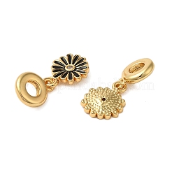 Rack Plating Brass Pave Clear Cubic Zirconia European Dangle Charms&nbsp;KK-P279-01G