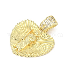 Brass Micro Pave Cubic Zirconia Pendants&nbsp;KK-D317-092G