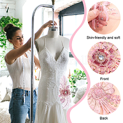 3D Flower Organgza Polyester Embroidery Ornament Accessories&nbsp;PATC-WH0008-03C