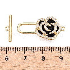Brass Micro Pave Clear Cubic Zirconia Toggle Clasps&nbsp;KK-N254-143G-B