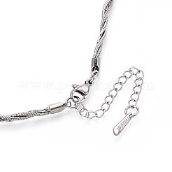 2.5MM 304 Stainless Steel Twisted Round Snake Chain & Boston Link Chain Necklaces&nbsp;NJEW-N058-15P