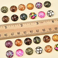 60Pcs Animal Skin Printed Glass Cabochons&nbsp;GGLA-FS0001-15