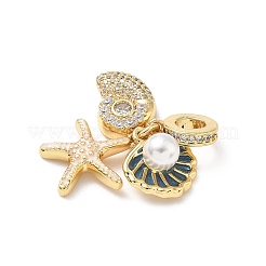 Brass Micro Pave Clear Cubic Zirconia European Dangle Charms&nbsp;KK-D426-04G
