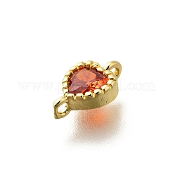 Heart Brass Cubic Zirconia Connector Charms&nbsp;KK-P295-34G-01