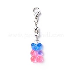 Transparent Gradient Color Resin Bear Pendant Decorations&nbsp;HJEW-JM00765