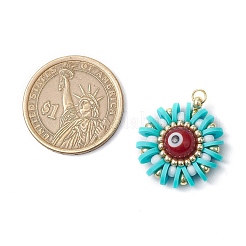 Handmade Polymer Clay and Evil Eye Lampwork and Glass Round Pendants&nbsp;PALLOY-MZ00638-02