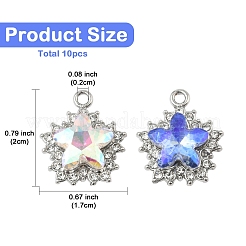 10Pcs 2 Colors Rack Plating Alloy with Rhinestone Pendants&nbsp;FIND-YW0006-90