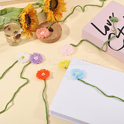 7Pcs 7 Colors Polyester Mohair Flower Bookmark&nbsp;AJEW-GL0003-56