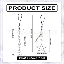 2Pcs 2 Style Iron Star Pendant for DIY Keychains&nbsp;AJEW-LP0001-51